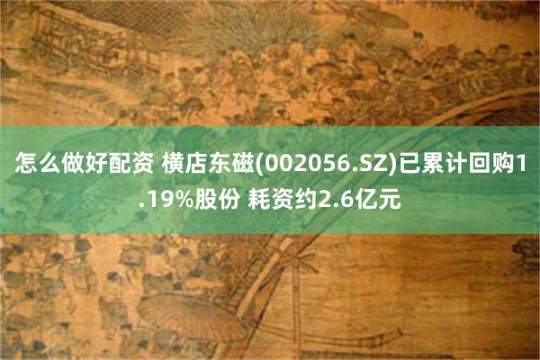 怎么做好配资 横店东磁(002056.SZ)已累计回购1.19%股份 耗资约2.6亿元