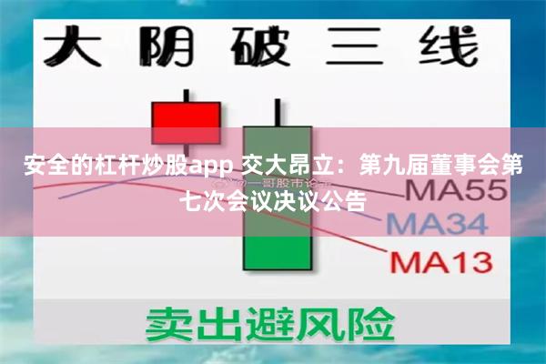 安全的杠杆炒股app 交大昂立：第九届董事会第七次会议决议公告